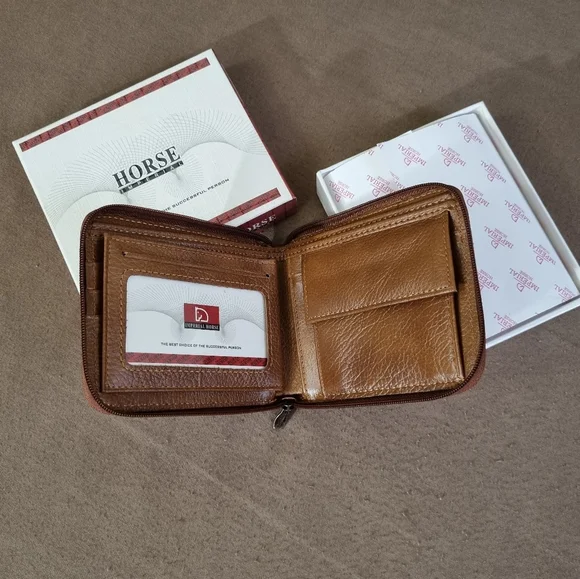 Horse Imperial Zippered Leather Mens Wallet Brown Color Brand New. - Picture 6 of 8